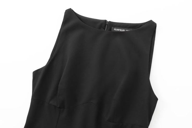 Autumn Sleeveless Bow Detail Round Neck Dress - Image 4