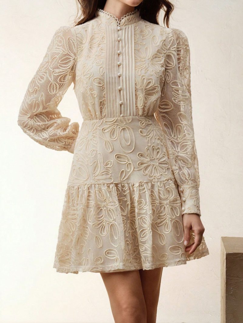 Delicate Lace Patchwork Early Spring Dress Women - Image 2