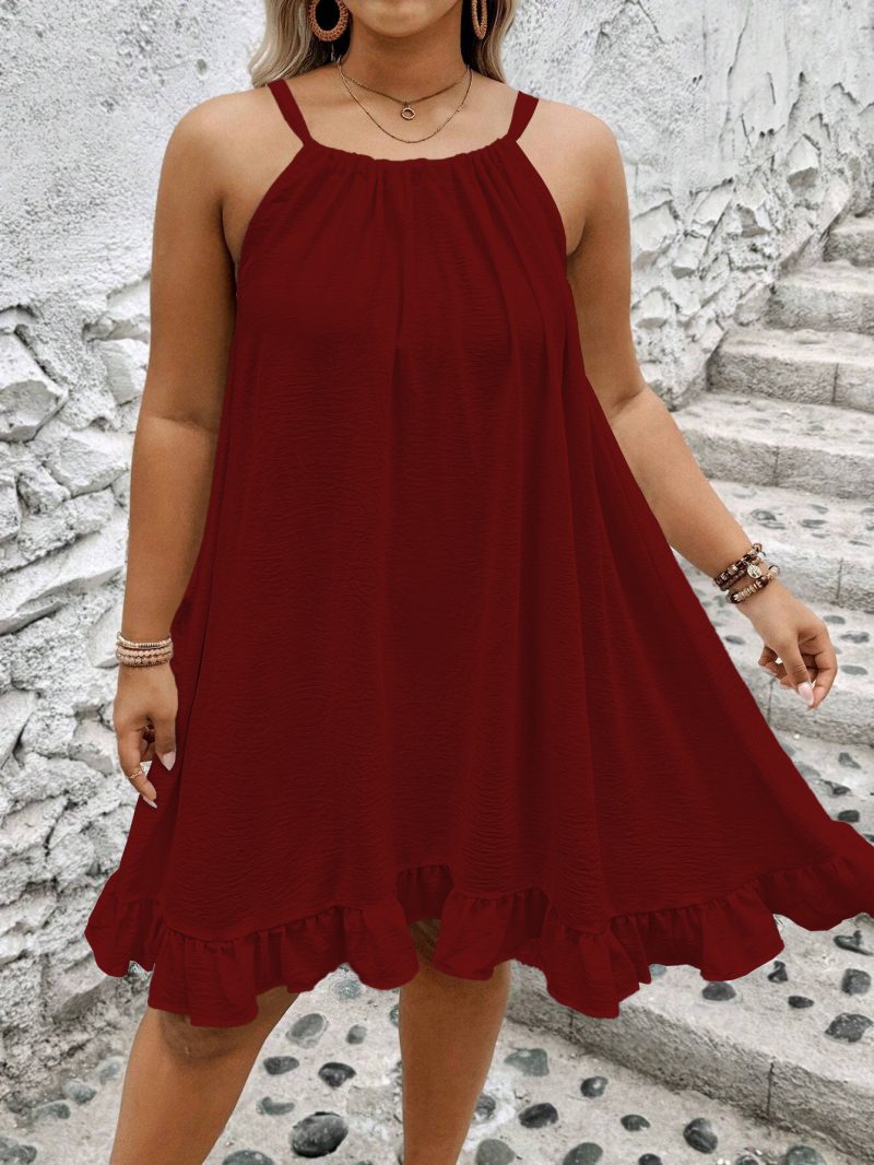 Loose Fit Solid Color Sundress Plus Size - Image 4