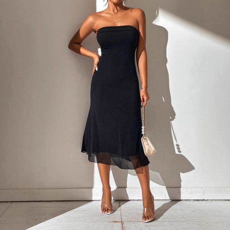 Sexy Tube Top Mesh Evening Dress Women - Image 2