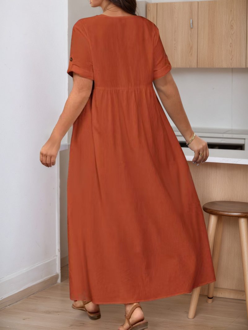 Plus Size Cotton Linen High Waist Dress - Image 4