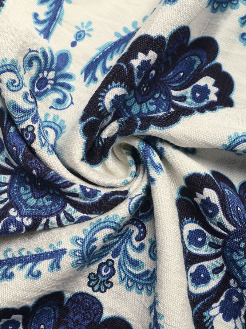 Summer Lotus Leaf V-Neck Ethnic Printed Jumpsuit - Image 4