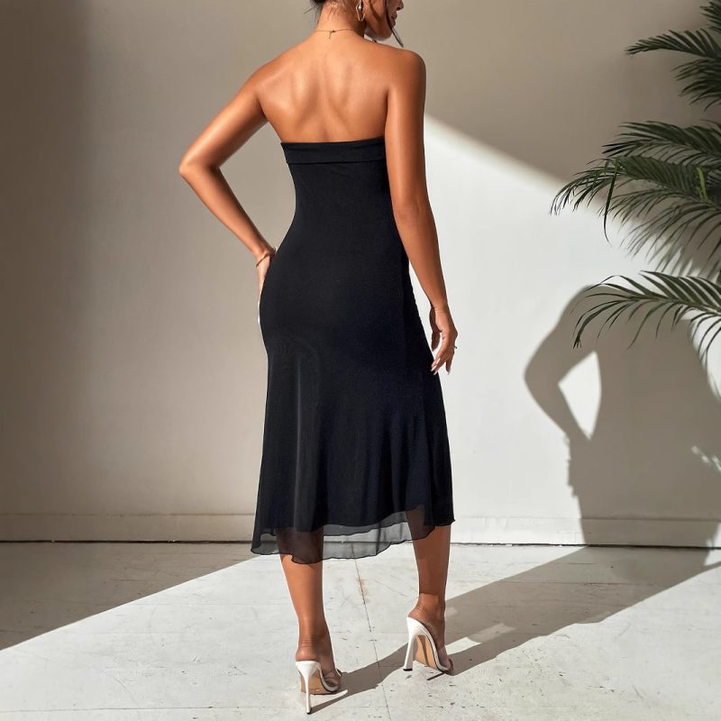 Sexy Tube Top Mesh Evening Dress Women - Image 3