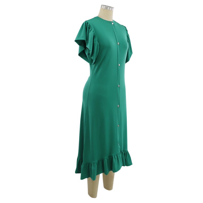 Everyday Casual Solid Ruffle Dress for Women - Image 4
