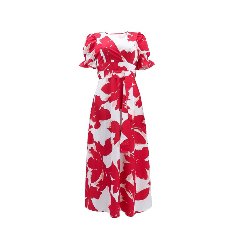 Casual Printed V-Neck Dress for Ladies - Image 2
