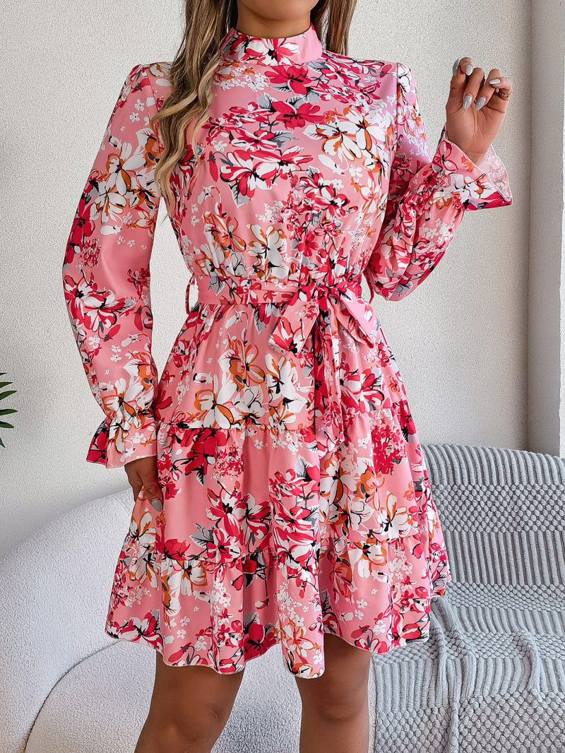 Vintage-Inspired Stand Collar Floral Midi Dress - Image 3