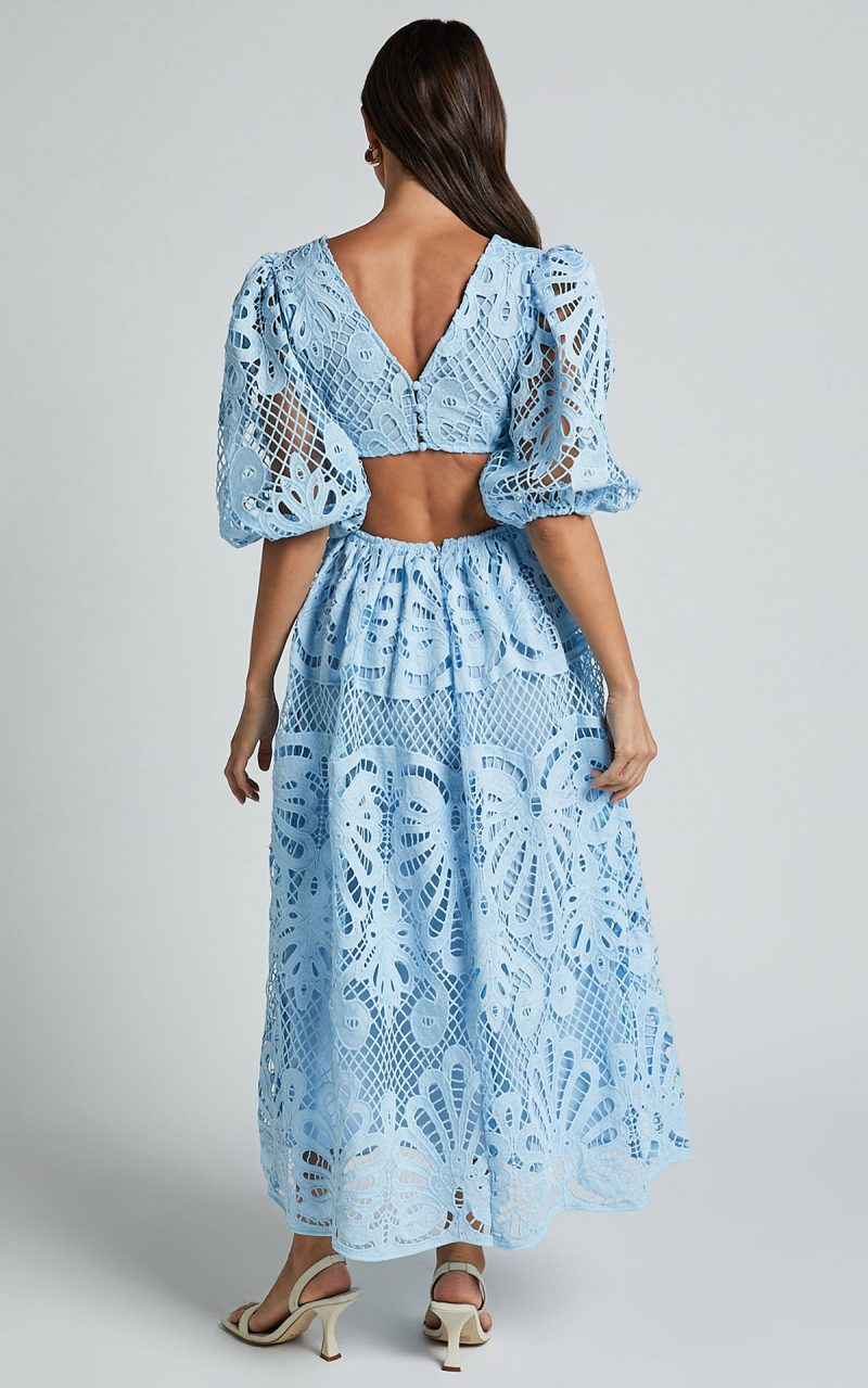 Lace Embroidered Cutout Summer Dress for Women - Image 2