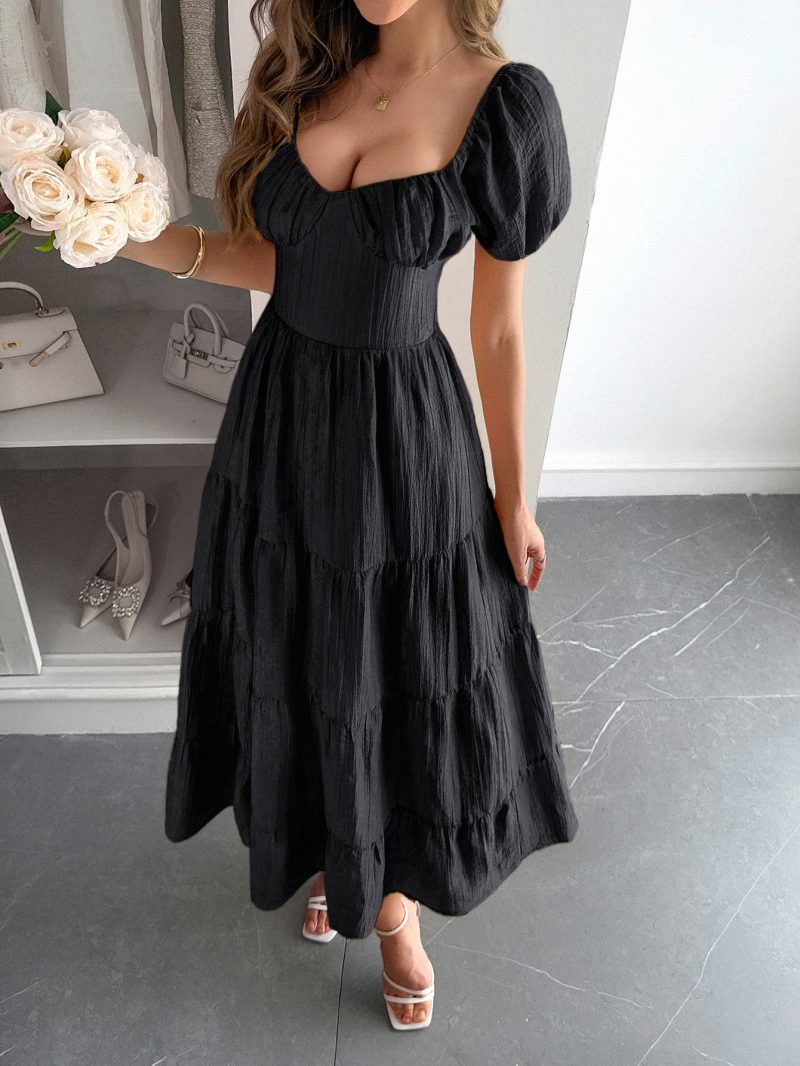 Casual Summer Puff Sleeve Maxi Dress - Image 4