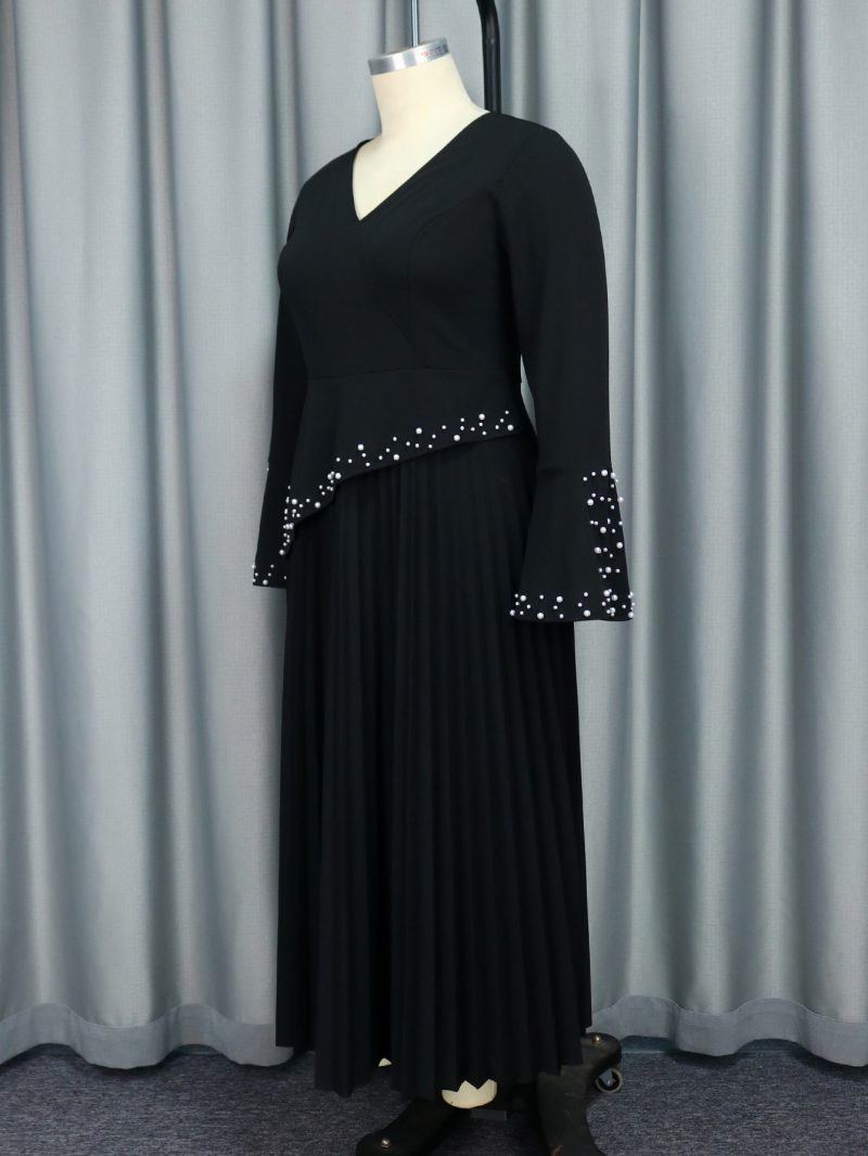 Beaded Cocktail A-Line Dress – V Neck Style - Image 2