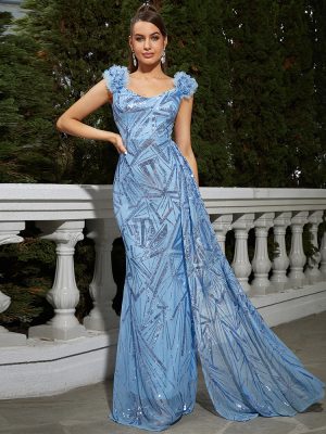 Elegant Sleeveless Sequin Fishtail Evening Gown