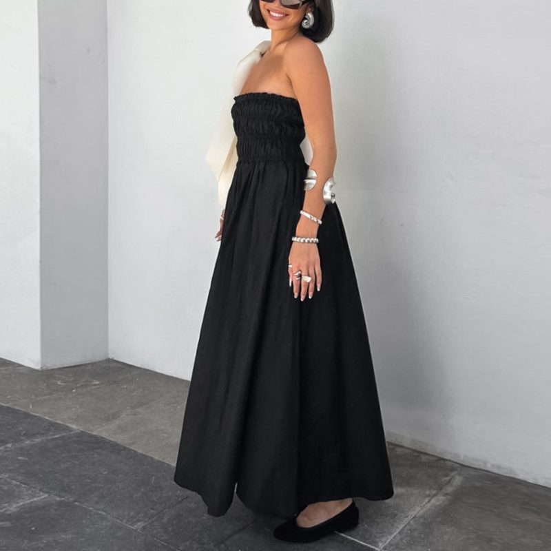 Elegant Black Tube Top Vacation Dress - Image 3