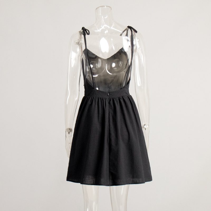 High Waist Cotton Tie Strap Summer Dress - Image 4