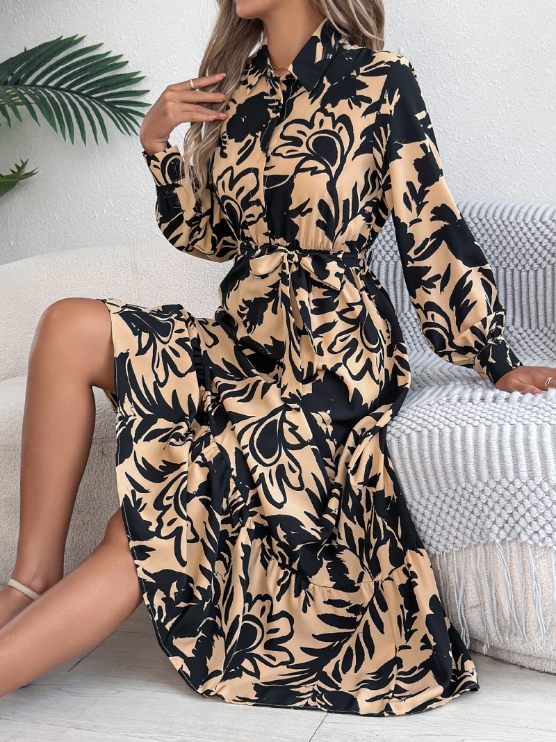 Casual Floral Ruffled Long Sleeve Maxi Dress - Image 2