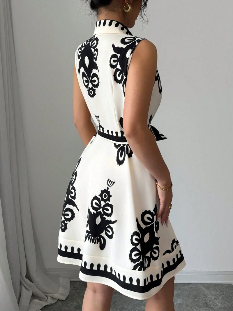 Women's Printed Lace-Up Sleeveless Summer Dress - Image 4