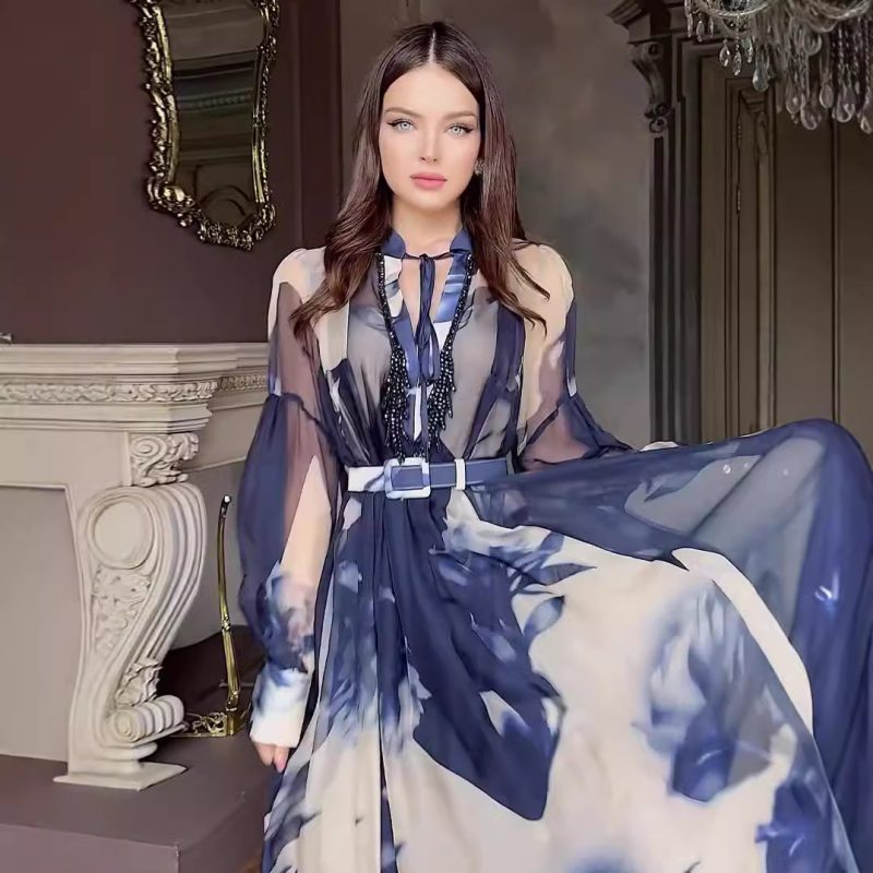 Printed Slim Fit Dress – Summer Elegance Look - Image 3