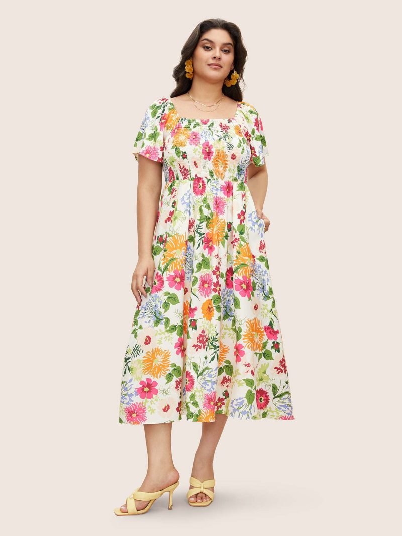 Plus Size Printed Square Neck Maxi Dress - Image 2