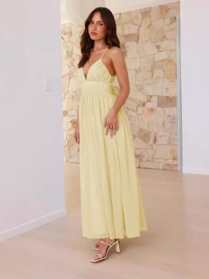 Backless Lace Up Slim Chiffon Summer Dress