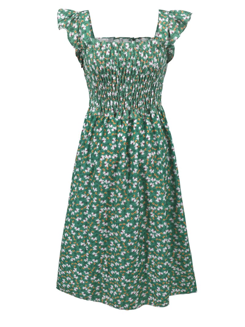 Summer Printed Square Collar A-Line Dress - Image 3
