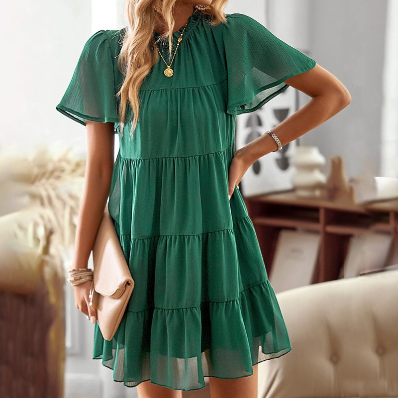 Summer Slimming A-Line Round Neck Dress - Image 2
