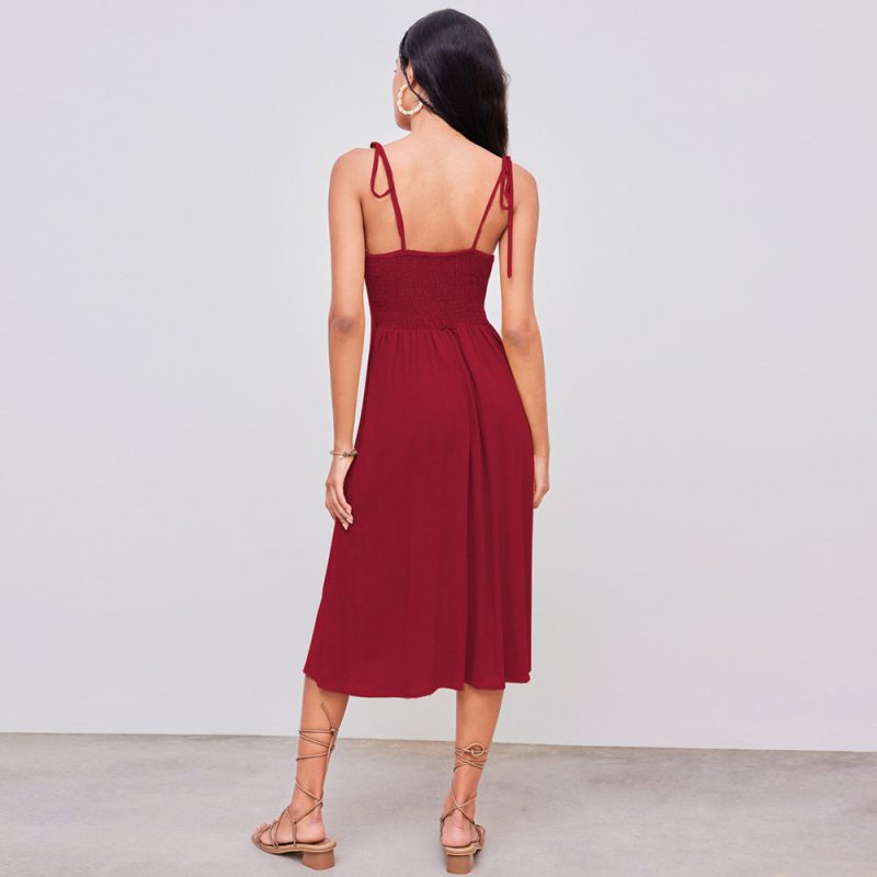 Summer Slim Dress with Elegant French V-Neck Design - Image 2
