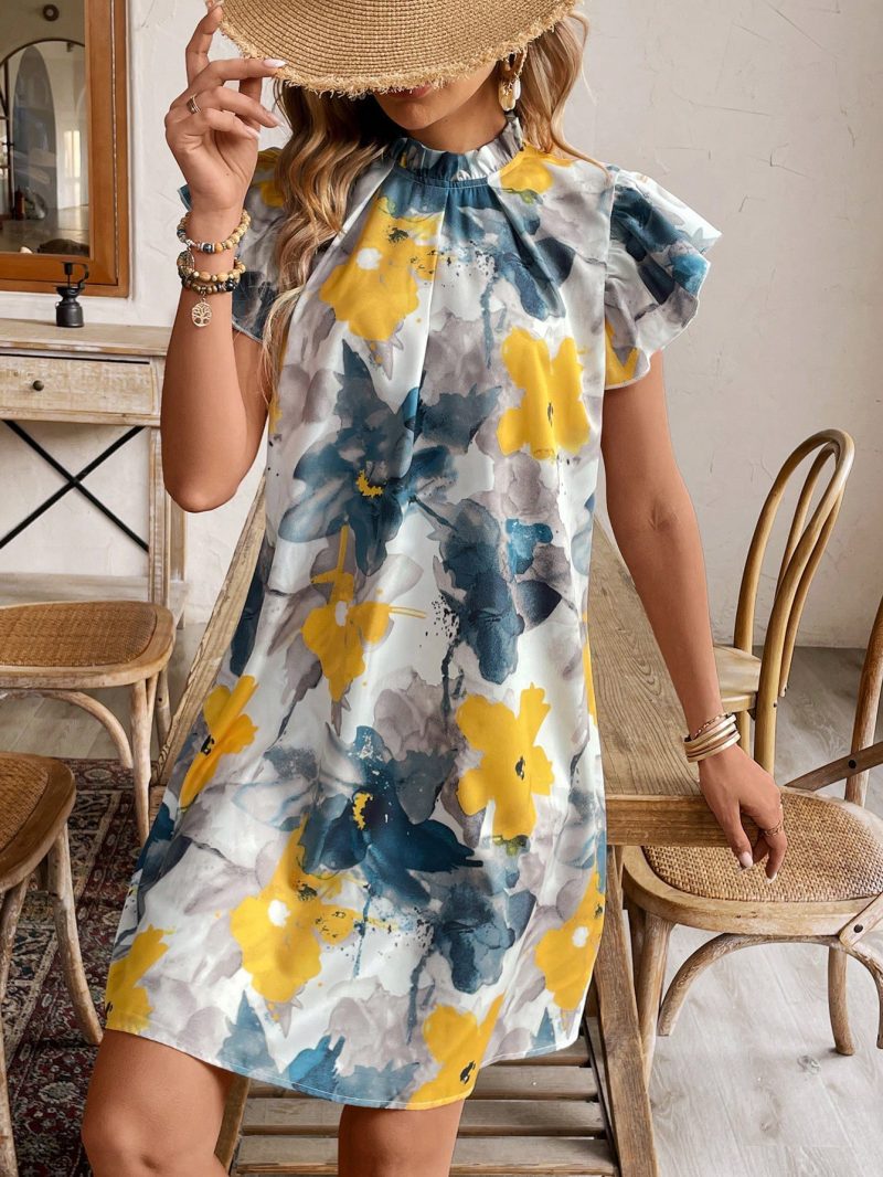 European Summer Printed V-Neck Loose Dress - Image 2