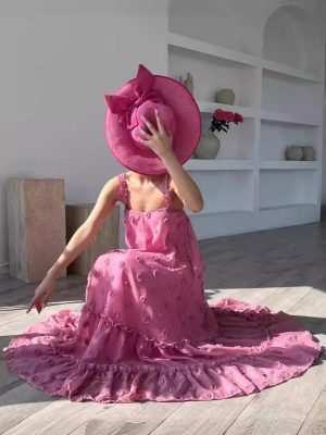 Three-Dimensional Floral Tiered Swing Dress Women