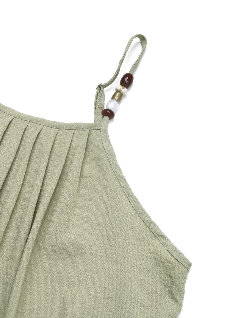 Ethnic Pleated Lace-Up Sling Vacation Dress - Image 4