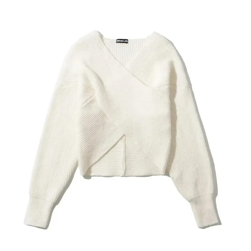 Elegant Vintage V-Neck Knit Sweater for Women