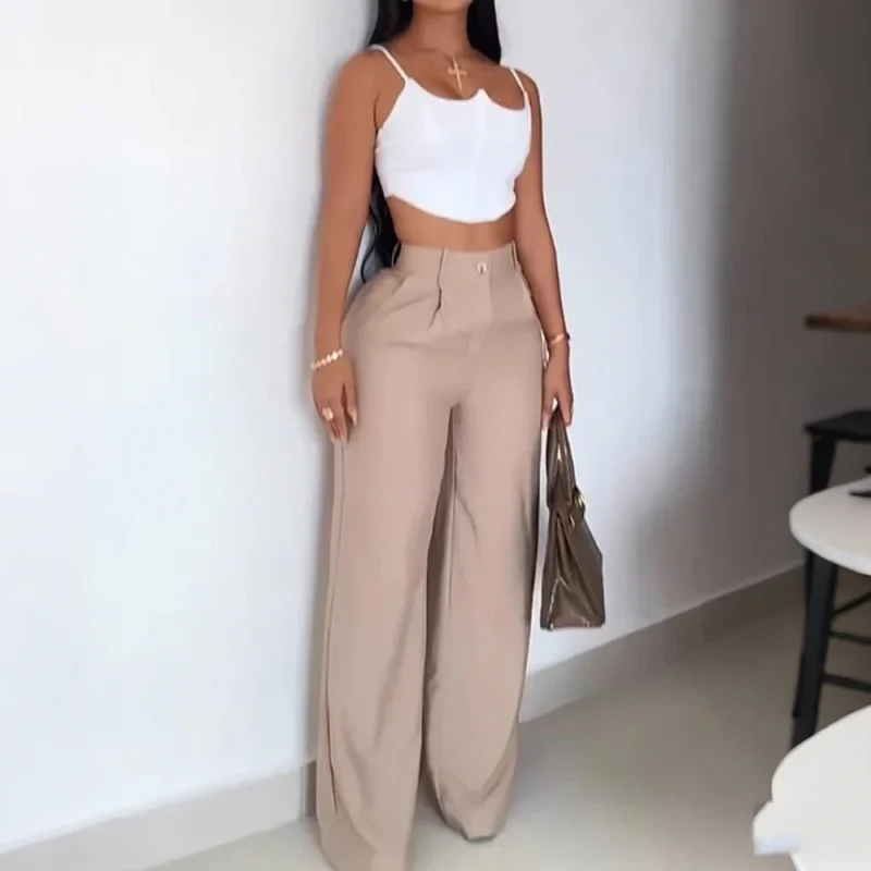 White Vest & Wide Leg Pants Set - Image 4