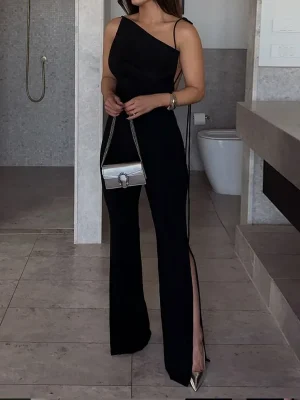 Backless Lace-Up Wide Leg Jumpsuit