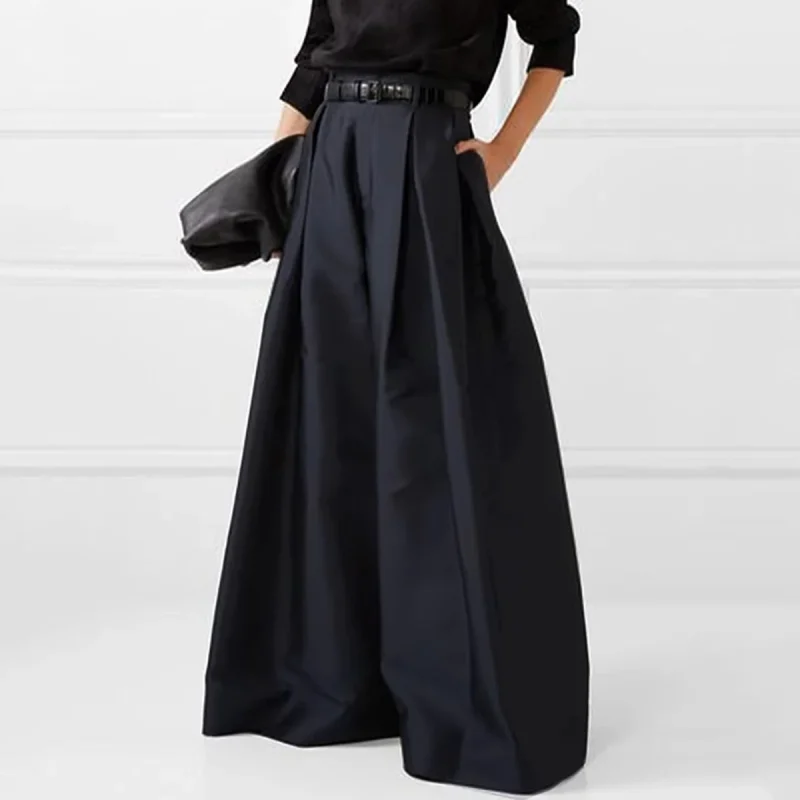 Casual Solid Color Wide Leg Pants - Image 3