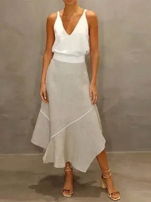 V-Neck Vest & Irregular Skirt Set