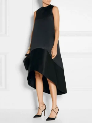 Elegant Patchwork High-Low Dress