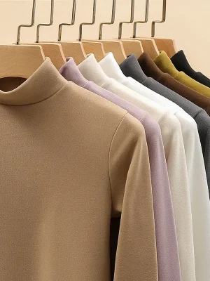 Half-High Neck Warm Knit Sweater Women’s Top