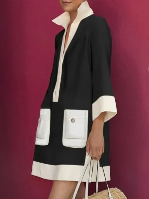 Contrast Pocket Shirt Dress
