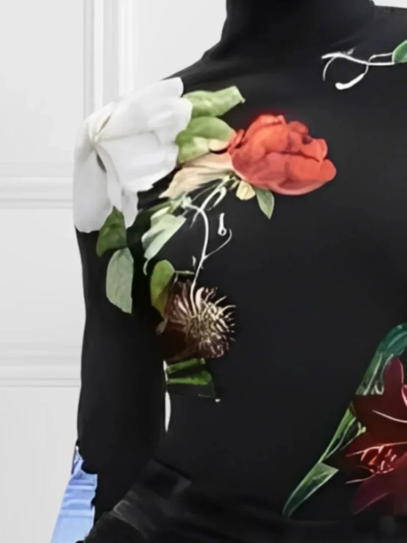 Vintage Floral High Neck Top - Image 4