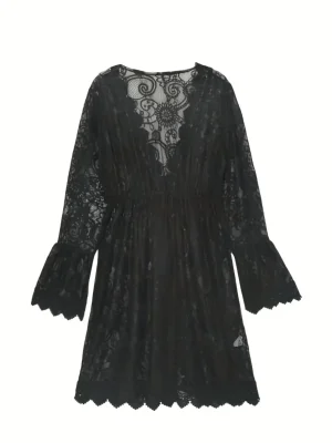Women’s Lace V-Neck Bikini Cover-Up Dress