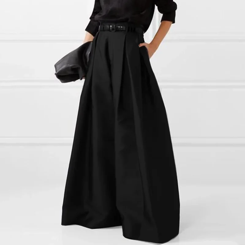 Casual Solid Color Wide Leg Pants - Image 2