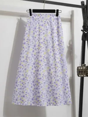 Summer Floral A-Line Elastic Waist Skirt