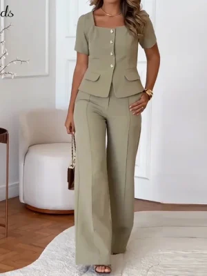 Casual O-Neck Top & Pants Set