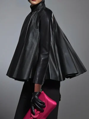 Black Faux Leather Blouse