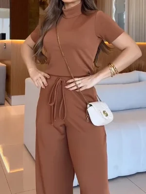 Casual Pullover Top & Drawstring Pants Set