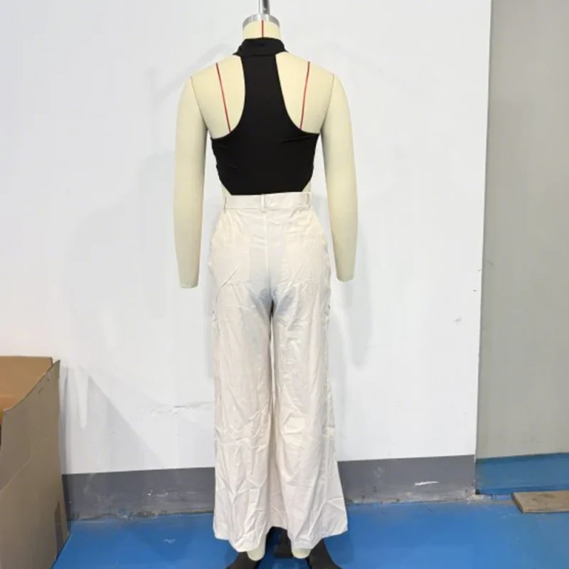 Lapel Sleeveless Top & Wide Pants Set - Image 6