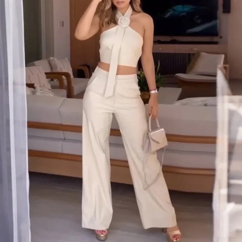 Chic Halter Vest & High Waist Pant Set - Image 4
