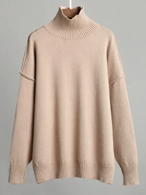 High Neck Thick Knit Sweater Women’s Loose Pullover