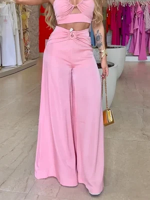High Waist Pants & Crop Top Set