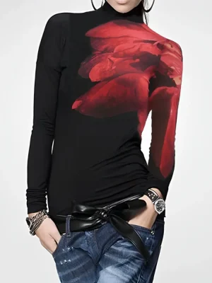 Stylish Printed High Neck T-Shirt
