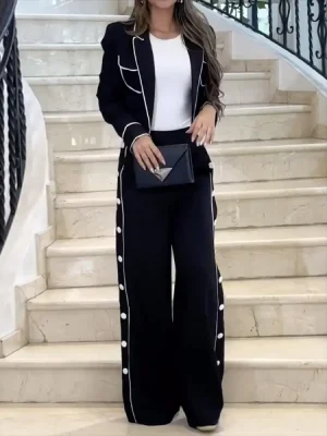 Long Sleeve Blazer with Side Button Pants