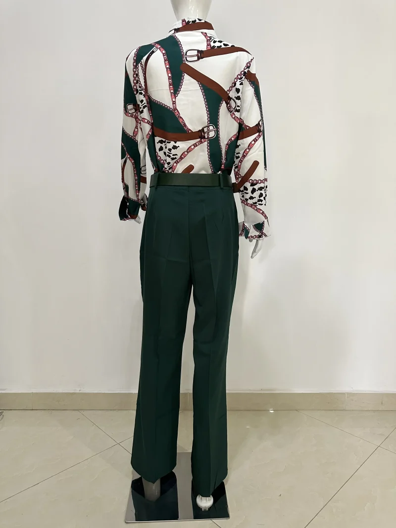 Printed Shirt & High Waist Pants Set - Image 5