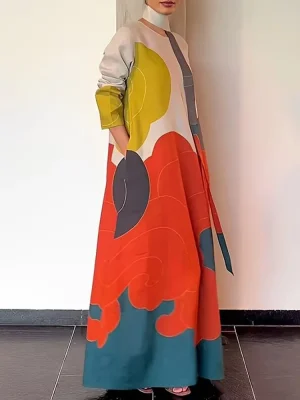 Fashion Contrast Maxi Dress for Women